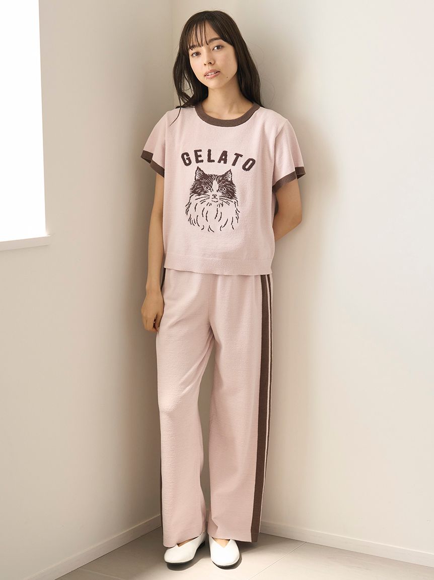 【ジェラートピケ】エアリーモコ ドッグジャガード ルームウェアセットアップ gelato pique パジャマ 「ONLINE限定」「HOMME」エアリーモコ