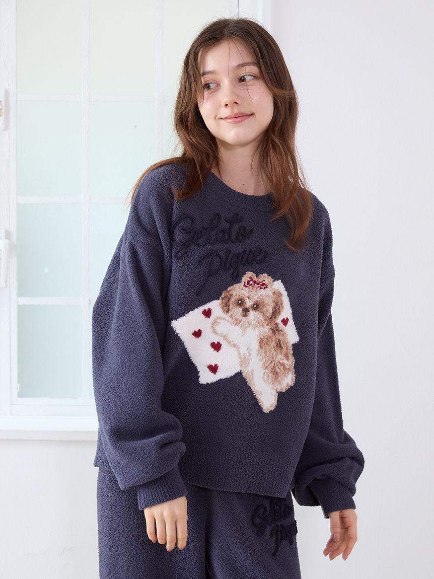 ジェラートピケ　シュタイフ　ジャガードプルオーバー＆ロングパンツ　ピンク　新品 USAGI ONLINE限定】ラビットジャガードプルオーバー&ロング