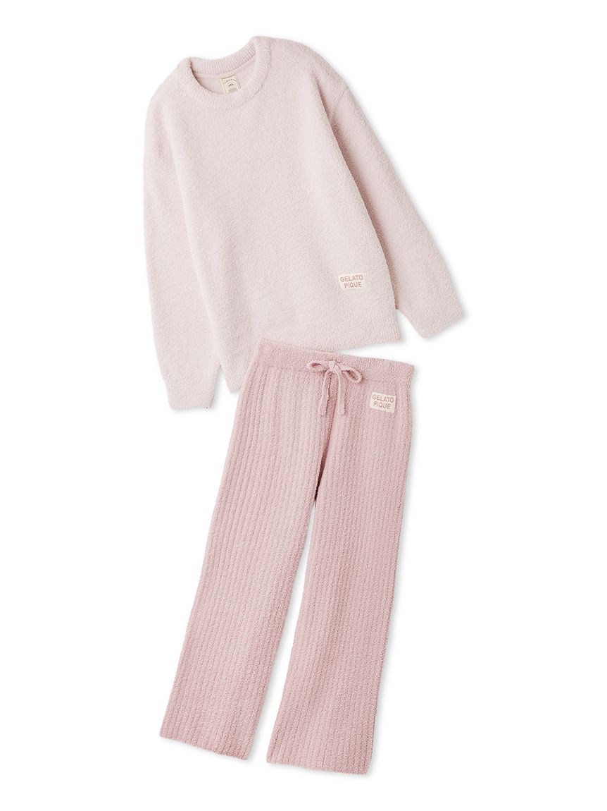 ジェラートピケ　カラフルパウダープルオーバー&ロングパンツセット　ピンク カラフルパウダープルオーバー＆ベビモコリブロングパンツセット