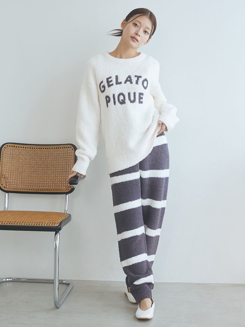 ジェラートピケ パウダーモチーフジャガード プルオーバー ロングパンツ アイス パウダーロゴジャガードプルオーバー＆ロングパンツセット(ロング
