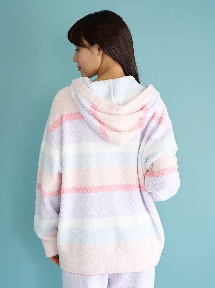 ジェラートピケ ベビモコパステルボーダーフーディ オレンジ gelato pique（ジェラートピケ）【CAT&DOG】【販路限定商品