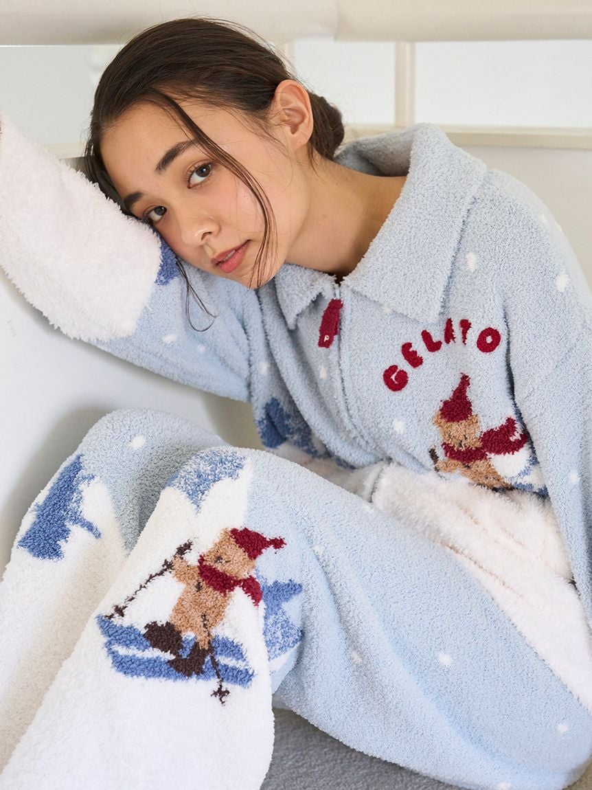 ジェラートピケ　ベアジャガードカーディガン ロングパンツ HOLIDAY】スキーベアジャガードカーディガン(カーディガン・ガウン