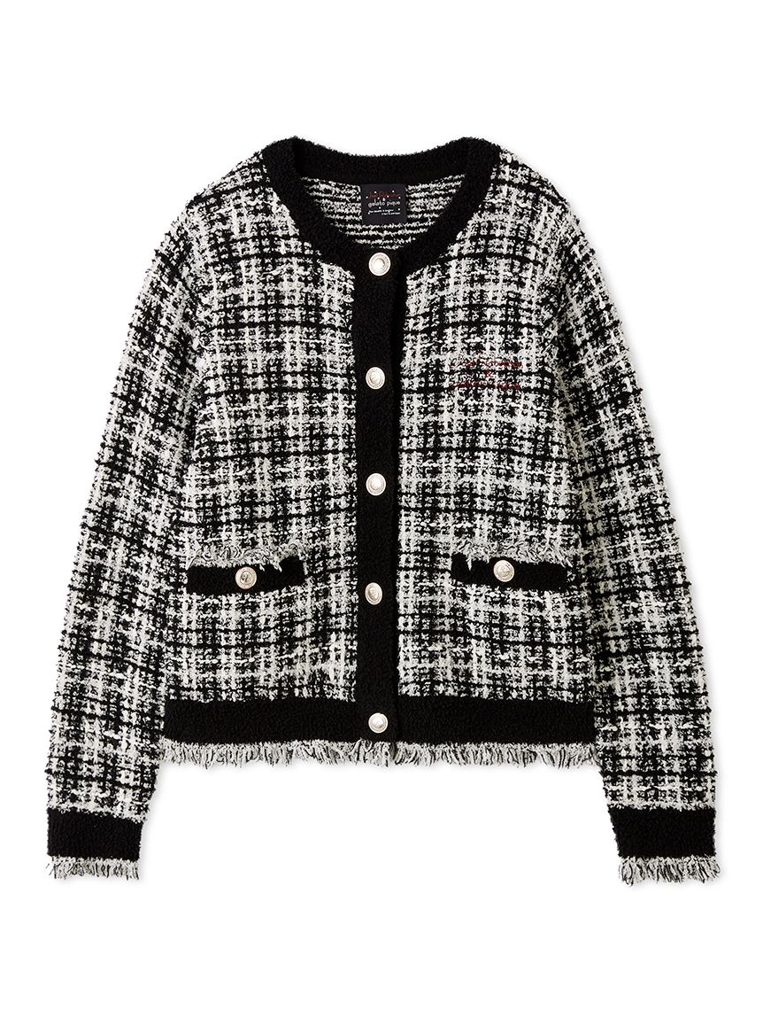 JOEL ROBUCHON】ツイードモコクルーネックカーディガン(カーディガン