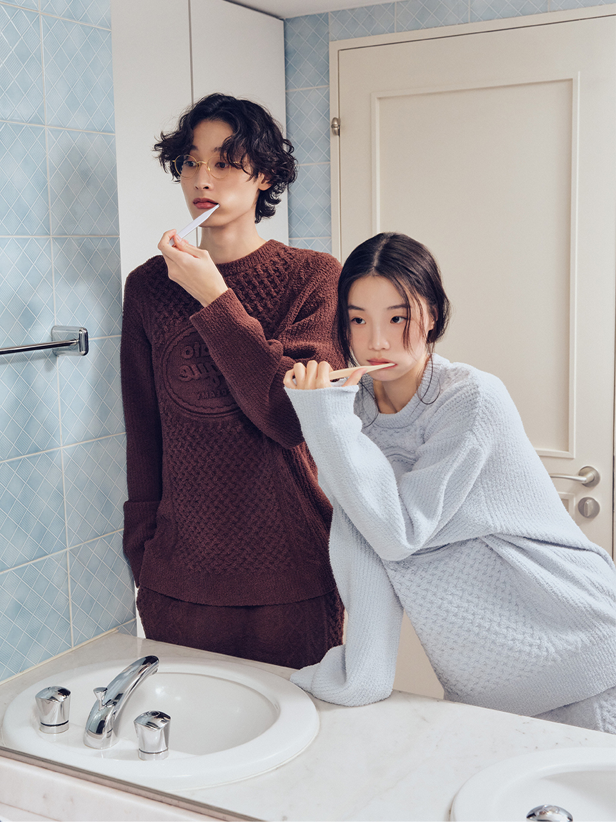 gelato pique パウダーベアジャガードプルオーバー ソフトピンク Valentine】アランプルオーバー(プルオーバー)｜ルームウェア