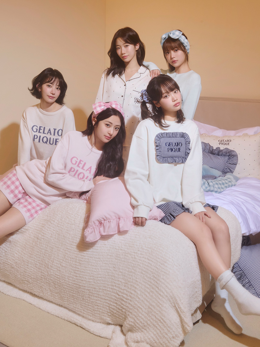 WhiteDay】ロゴプルオーバー&チェックショートパンツセット(ニットプル