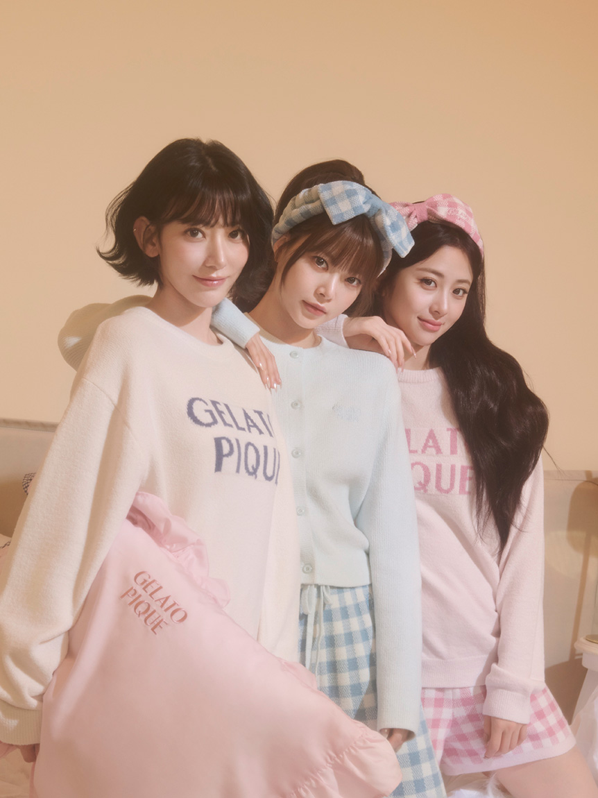 ジェラートピケ リブロゴJQR プルオーバー&ショートパンツセット オレンジ gelato pique（ジェラートピケ） パジャマ ルームウェア ロゴプル