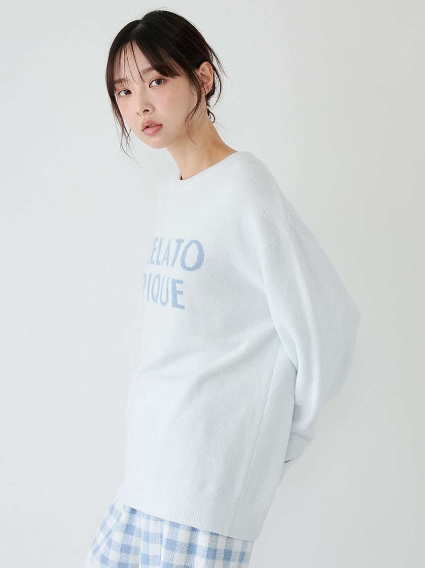 WhiteDay】ロゴプルオーバー&チェックショートパンツセット(ニットプル