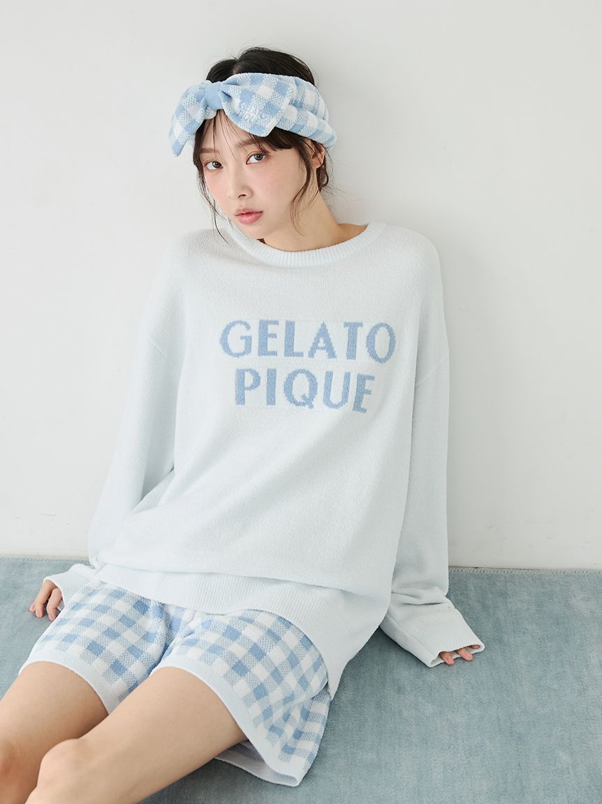 GELATO PIQUE グレー Tシャツ ショートパンツ セット gelato pique（ジェラートピケ） 接触冷感 ロゴTシャツ&リブショート