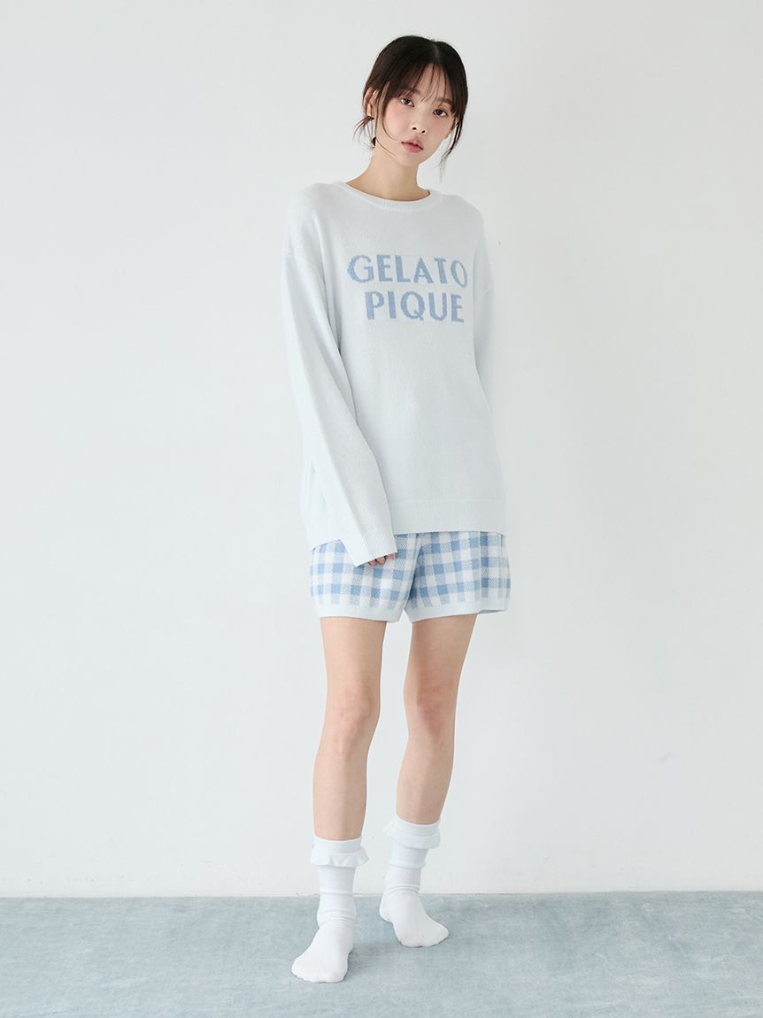 【新品タグ付き】ジェラートピケカップケーキプルオーバー&チェック柄ショートパンツ ジェラートピケ レディース エアリーモコギンガムチェック柄ショート