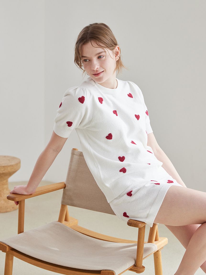 ONLINE限定】エアリーモコハートジャガードプルオーバー&ショート