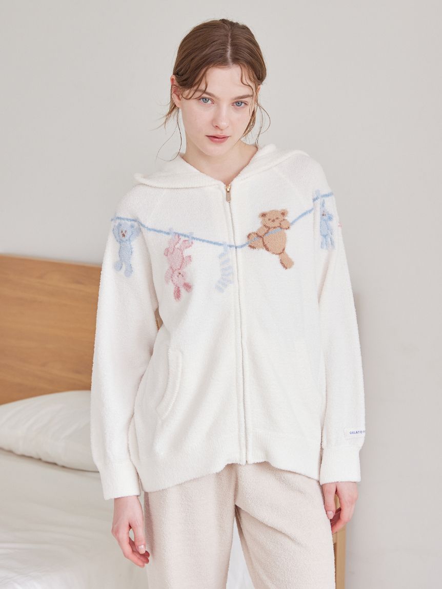 エアリーモコウォッシングアニマルジャガードパーカ(パーカ)｜ルーム