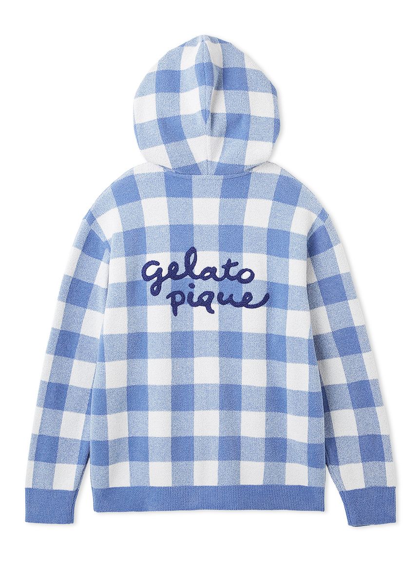 エアリーモコギンガムチェック柄パーカ(パーカ)｜ルームウェア