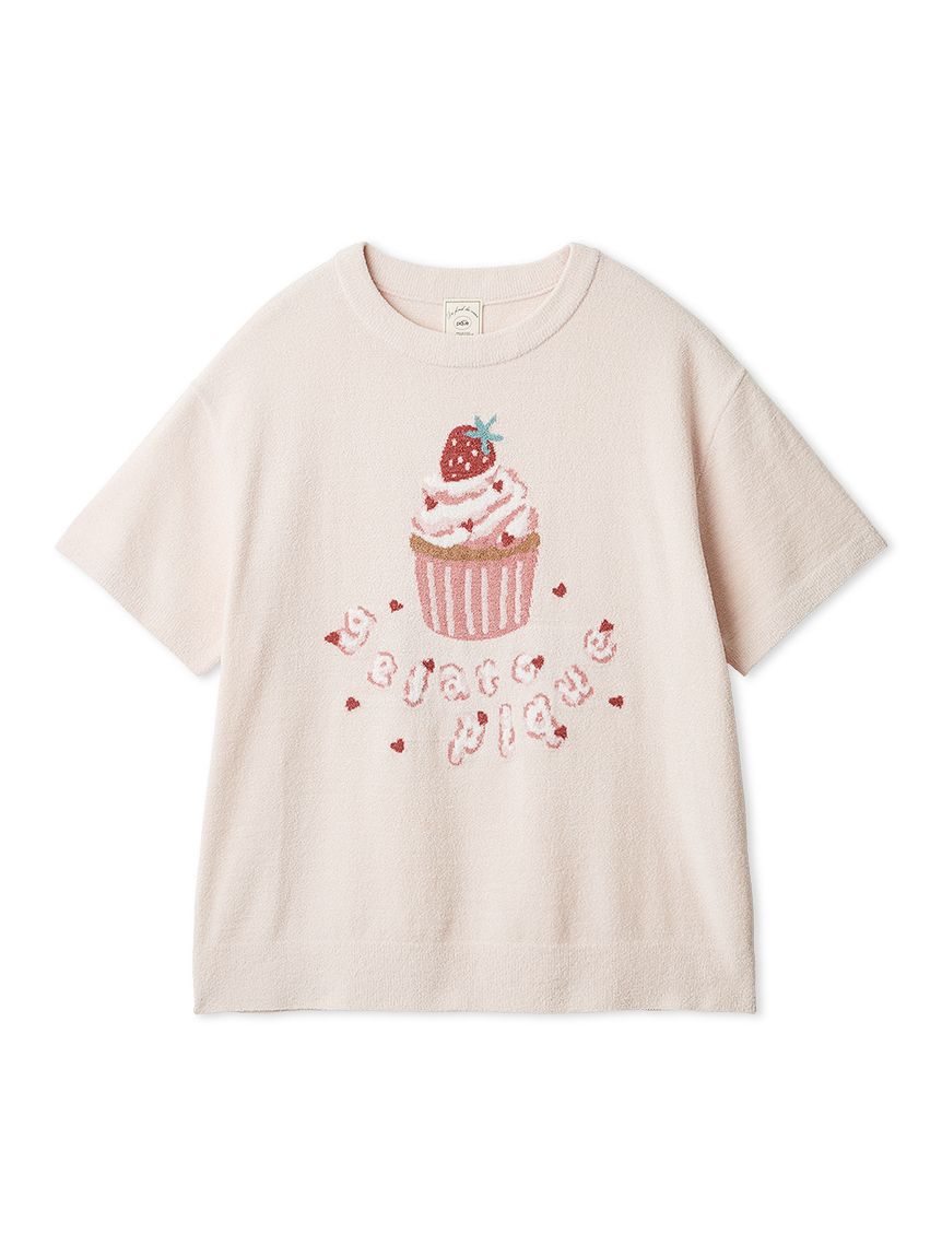新品未使用　ジェラートピケ　パウダーモチーフジャガードプルオーバー　ベア　赤色 gelato pique（ジェラートピケ）の「パウダーモチーフジャガードプル