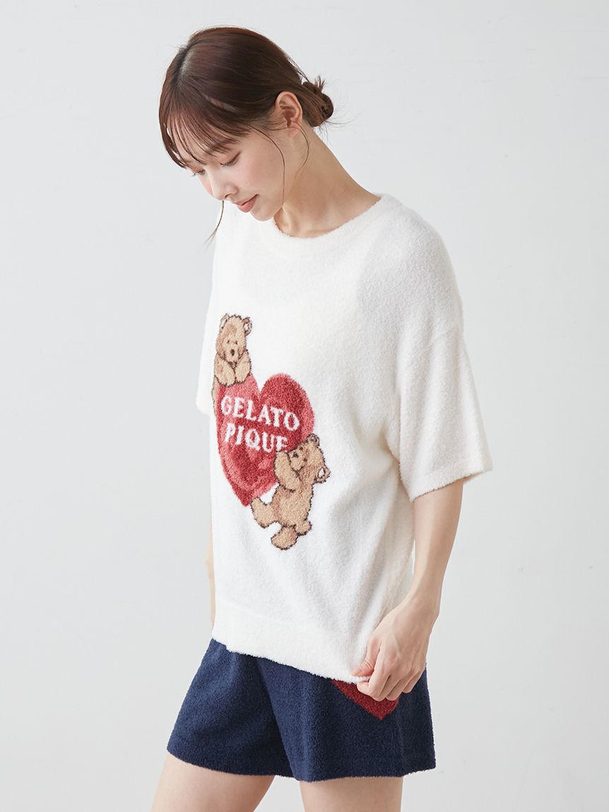 接触冷感】スムーズィーBEAR HEART ジャガードプルオーバー(ニットプル