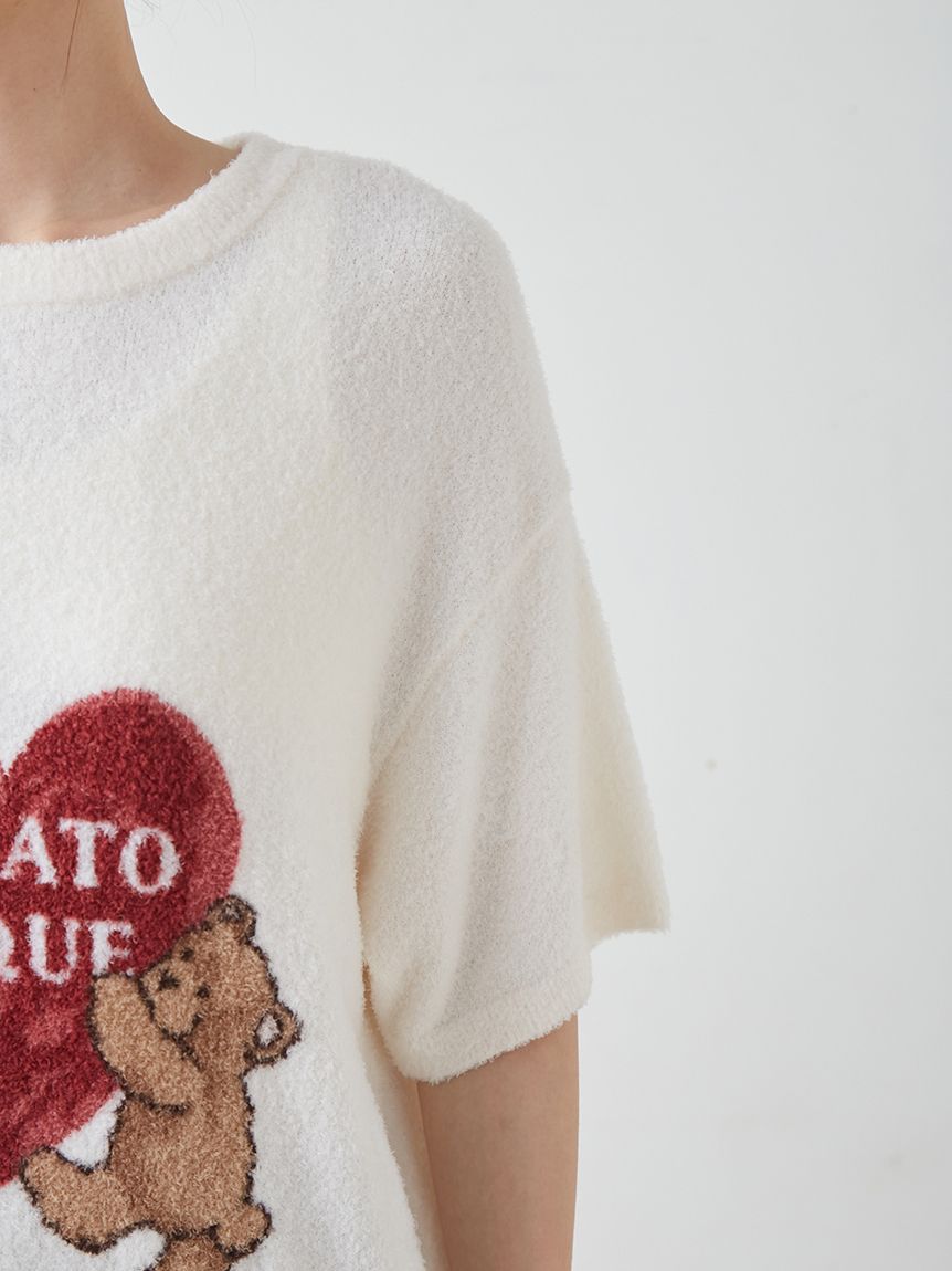 ☆新品☆ 激っ可愛ゎ♪BEAR/ ベア♡【特殊編みジャカード・ニットわんぴー❕】 接触冷感】スムーズィーBEAR HEART ジャガードプルオーバー(ニットプル