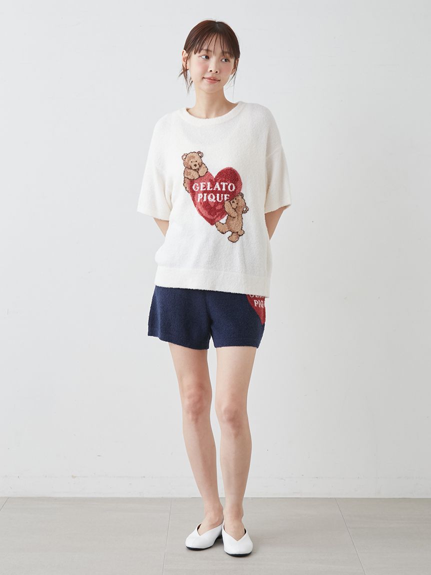 接触冷感】スムーズィーBEAR HEART ジャガードプルオーバー(ニットプル