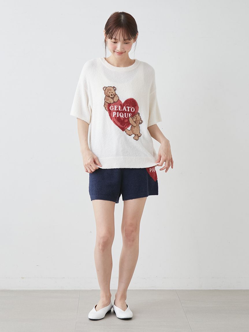 接触冷感】スムーズィーBEAR HEART ジャガードプルオーバー(ニットプル