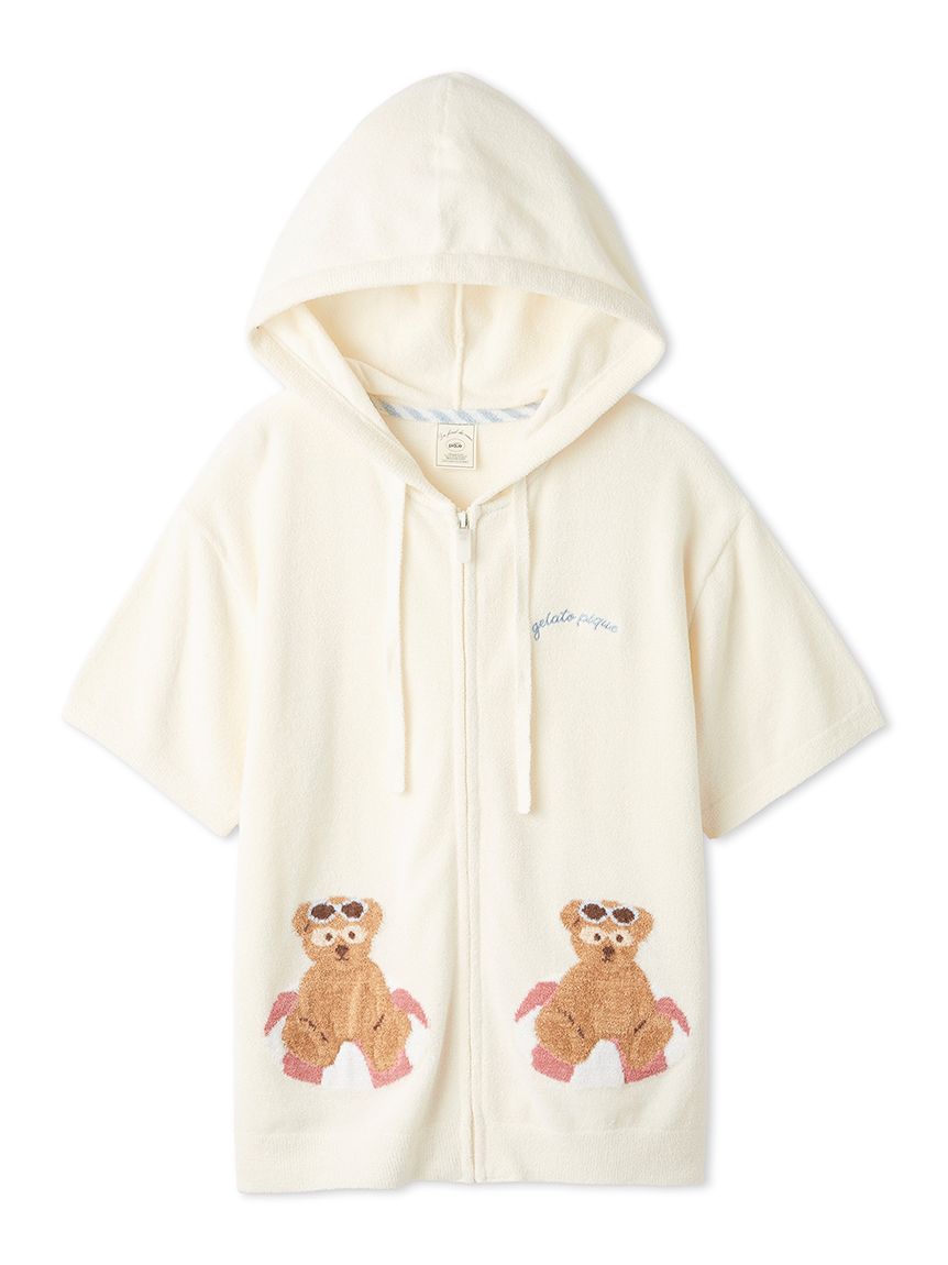gelato pique ダブルジップのスポーティベア刺繍入りパーカー gelato pique（ジェラートピケ） パジャマ 「HOMME」エアリーモコ