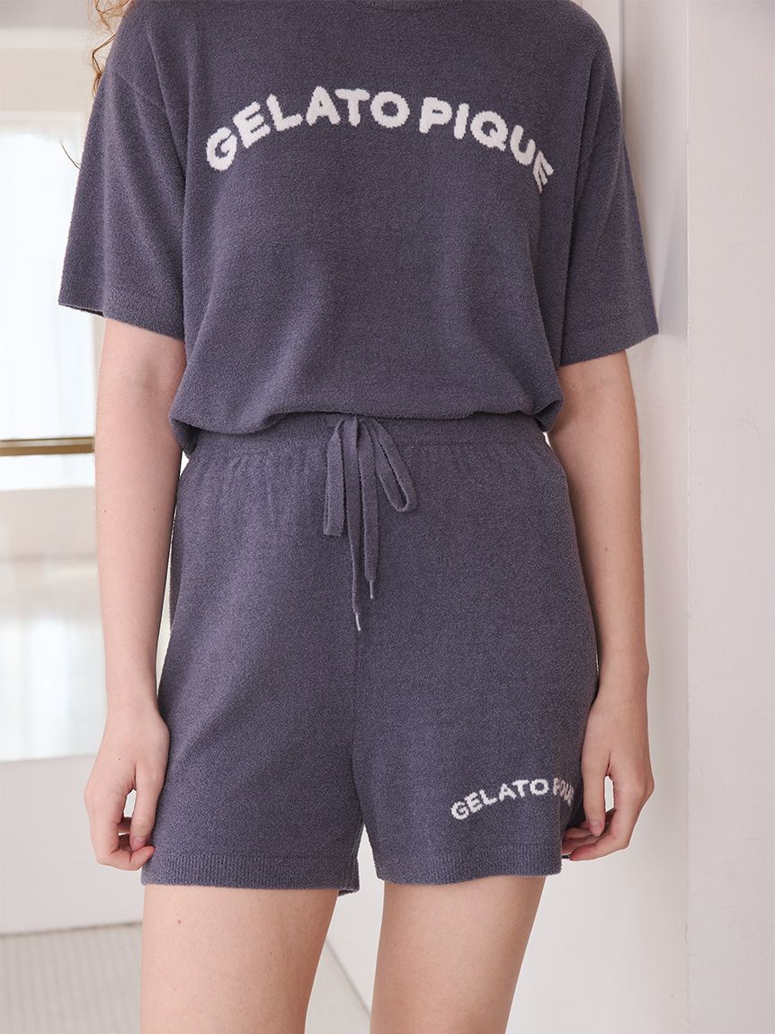 GELATO PIQUE グレー Tシャツ ショートパンツ セット スムーズィーliteカジュアルロゴジャガードプルオーバー&ショート