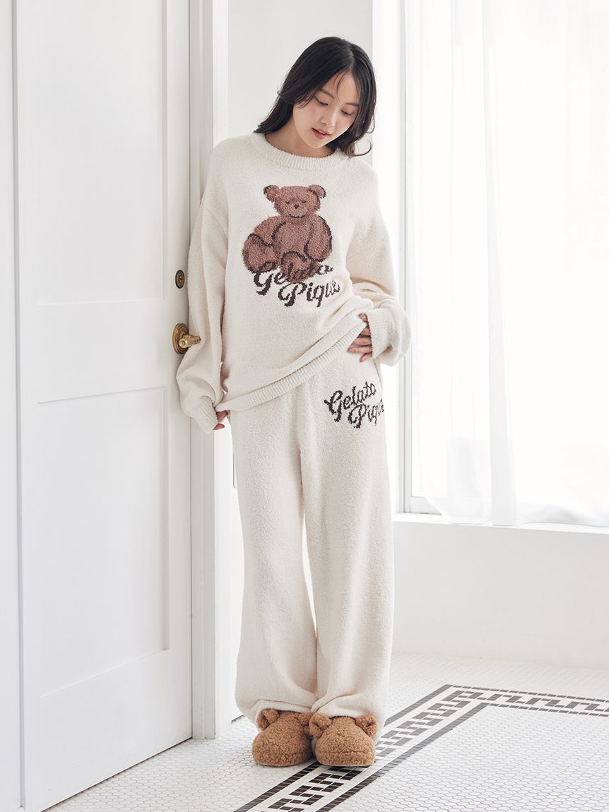 【値下げ】新品ꕥジェラートピケベビモコプルオーバー&パンツミッフィーおまけ付 ONLINE限定】ベビモコベアジャガードプルオーバー&ロングパンツセット